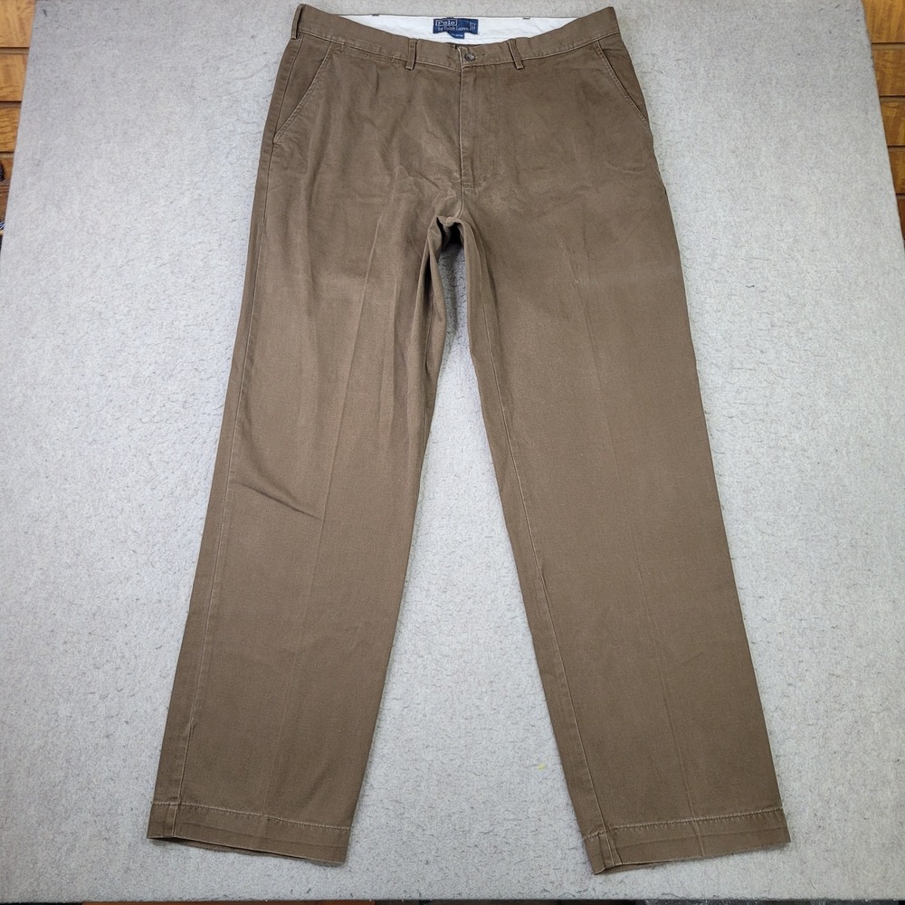 Polo Ralph Lauren Chino Pants Mens 36x32 Brown Business Casual Flat Front